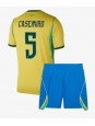 Billige Brasil Casemiro #5 Hjemmedraktsett Barn VM 2026 Kortermet (+ Korte bukser)